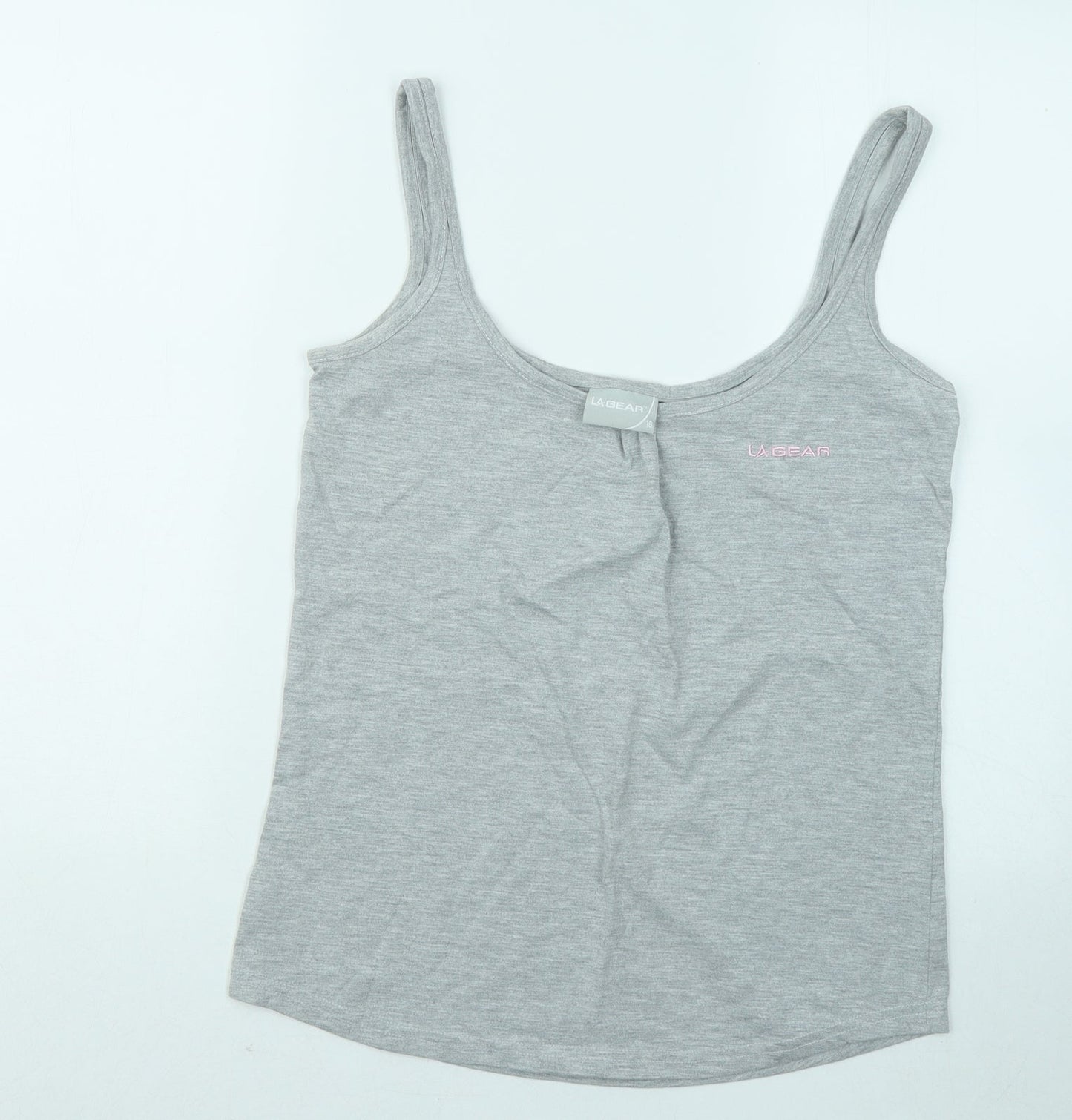 LA Gear Womens Grey Cotton Basic Tank Size 16 Round Neck Pullover