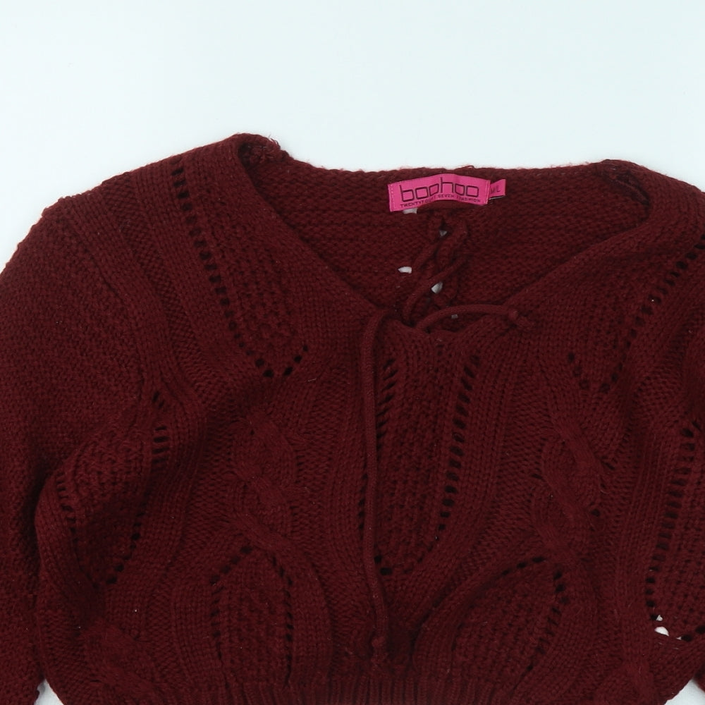 Womens UK Size M Boohoo Red Pullover Jumper