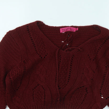 Womens UK Size M Boohoo Red Pullover Jumper