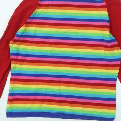 Miss Selfridge Womens Multicoloured Round Neck Striped Cotton Pullover Jumper Size 8