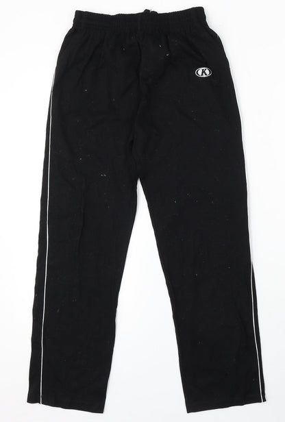 Kant Womens Black Polyester Jogger Trousers Size L L26 in Regular Tie