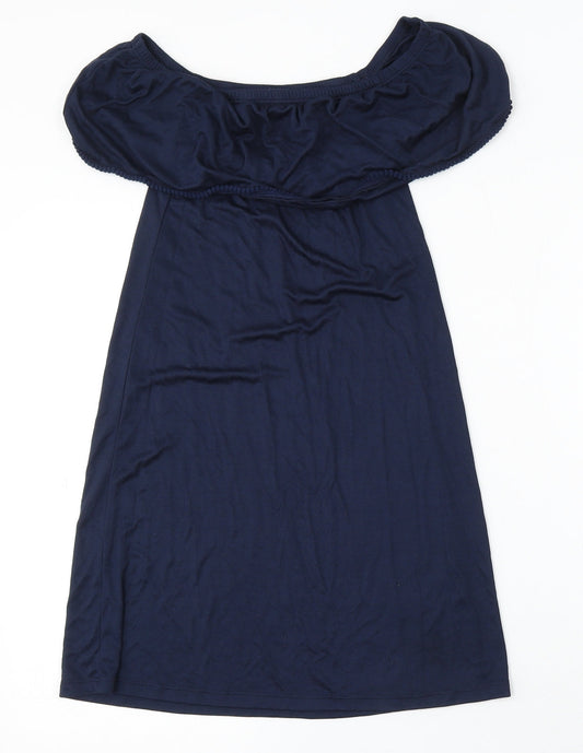 Primark Womens Blue Viscose Basic Blouse Size 4 Round Neck