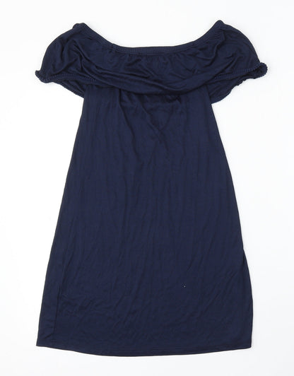 Primark Womens Blue Viscose Basic Blouse Size 4 Round Neck