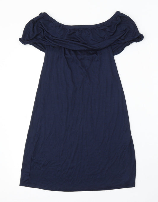 Primark Womens Blue Viscose Basic Blouse Size 4 Round Neck