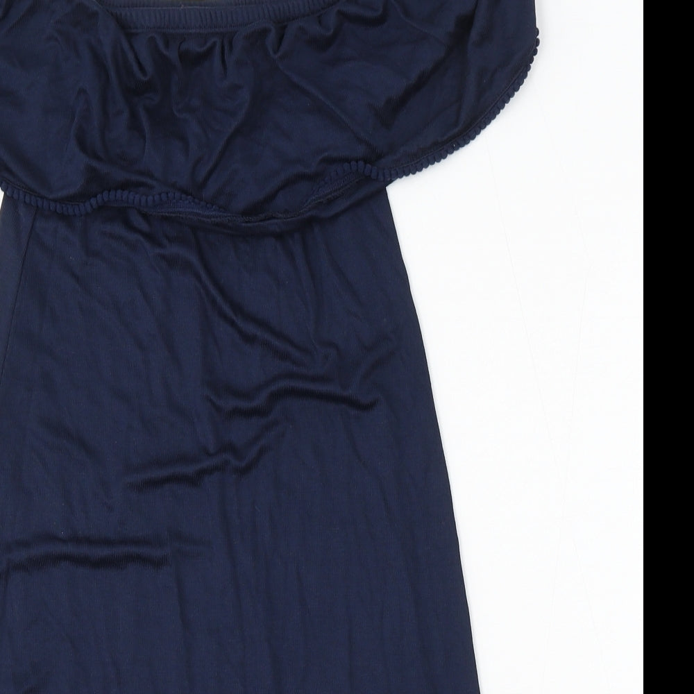 Primark Womens Blue Viscose Basic Blouse Size 4 Round Neck