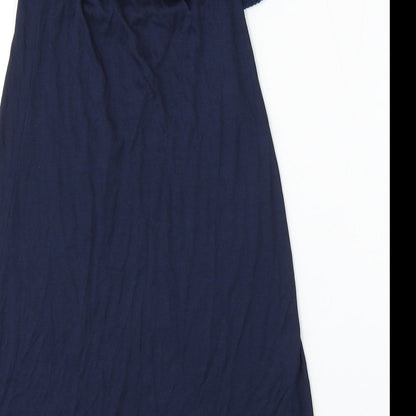 Primark Womens Blue Viscose Basic Blouse Size 4 Round Neck