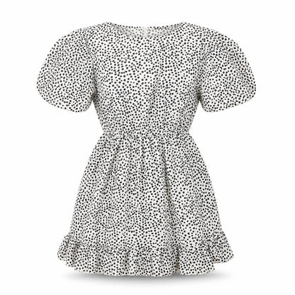 I SAW IT FIRST Womens White Polka Dot Polyester Skater Dress Size 8 Round Neck Button
