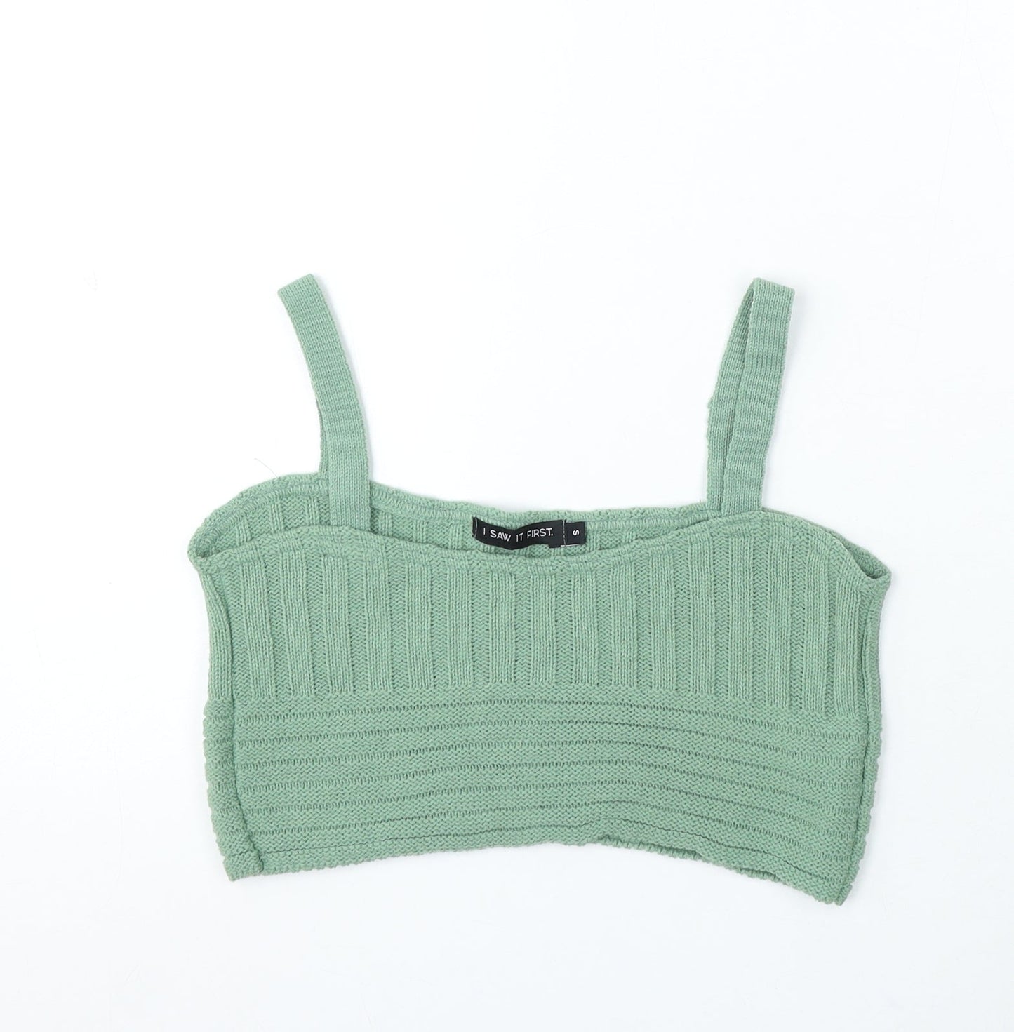 I SAW IT FIRST Womens Green Acrylic Basic Tank Size S Square Neck