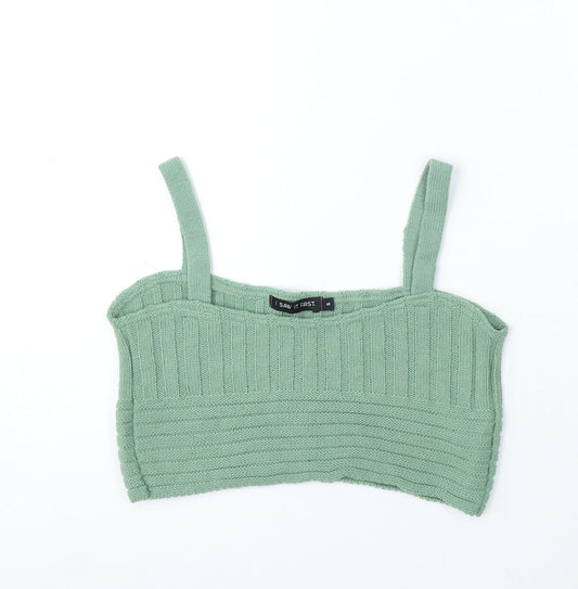 I SAW IT FIRST Womens Green Acrylic Basic Tank Size S Square Neck