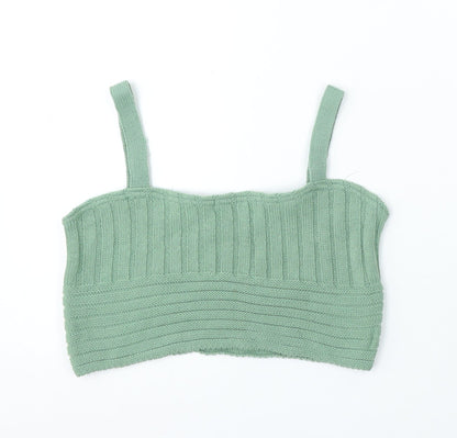 I SAW IT FIRST Womens Green Acrylic Basic Tank Size S Square Neck