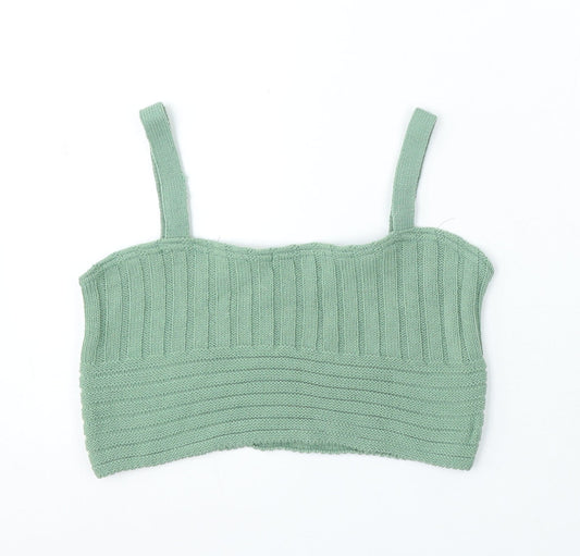 I SAW IT FIRST Womens Green Acrylic Basic Tank Size S Square Neck