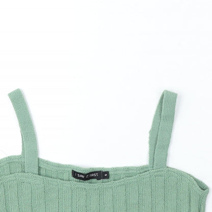 I SAW IT FIRST Womens Green Acrylic Basic Tank Size S Square Neck