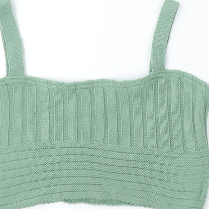 I SAW IT FIRST Womens Green Acrylic Basic Tank Size S Square Neck