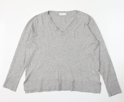 Primark Womens Grey V-Neck Polyester Pullover Jumper Size 14