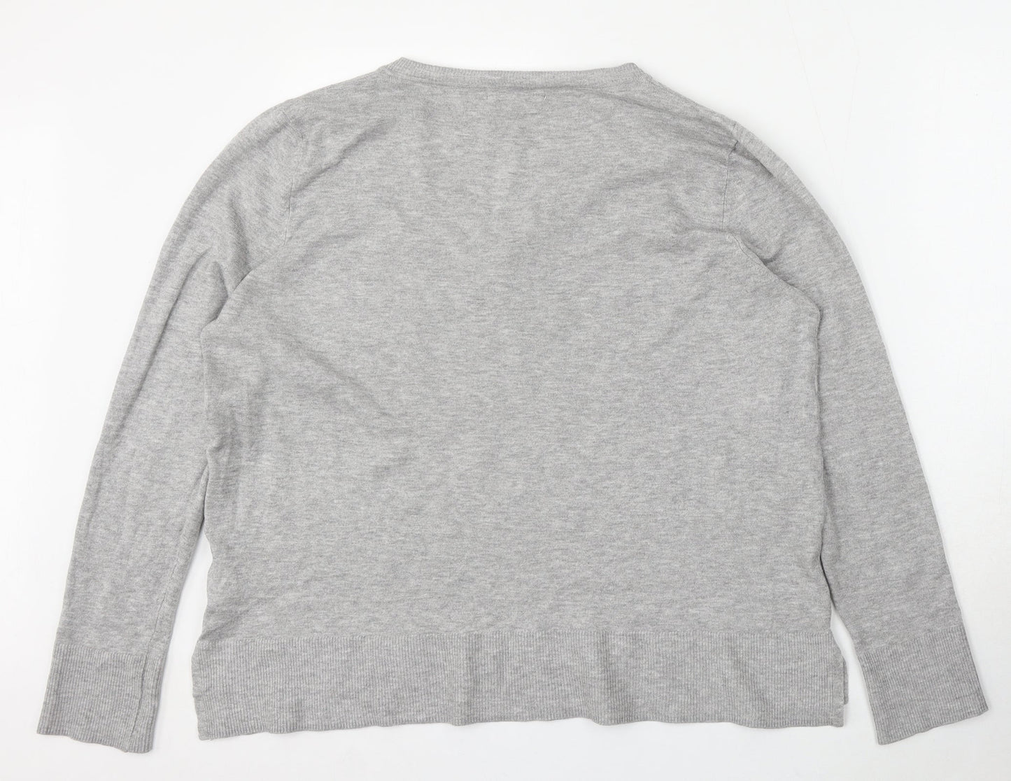 Primark Womens Grey V-Neck Polyester Pullover Jumper Size 14