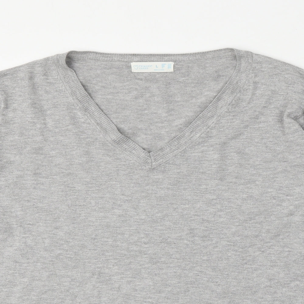 Primark Womens Grey V-Neck Polyester Pullover Jumper Size 14