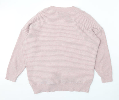 F&F Womens Pink V-Neck Viscose Pullover Jumper Size 12