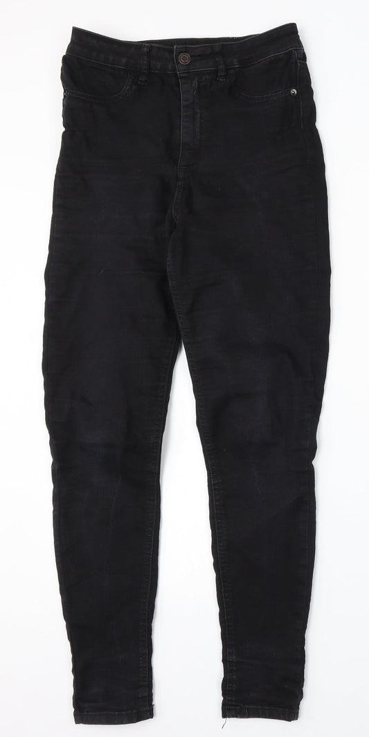 F&F Womens Black Cotton Skinny Jeans Size 8 L30 in Regular Button