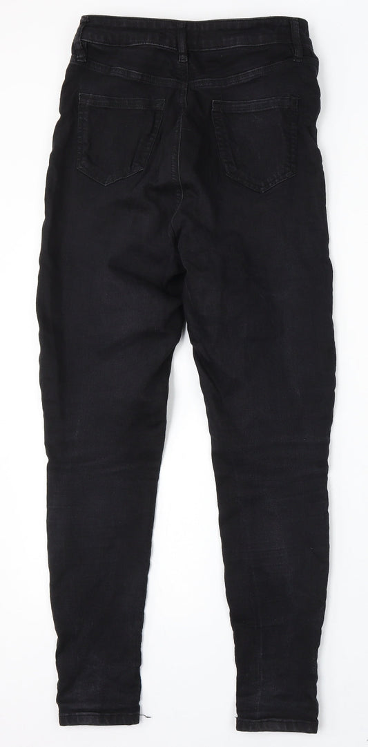 F&F Womens Black Cotton Skinny Jeans Size 8 L30 in Regular Button