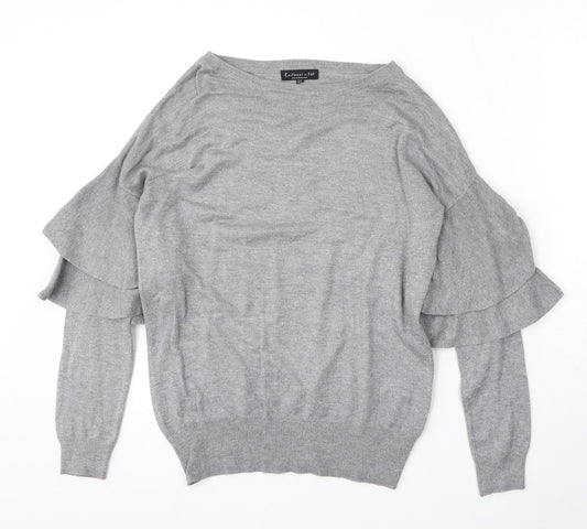 F&F Womens Grey Round Neck Viscose Pullover Jumper Size 8