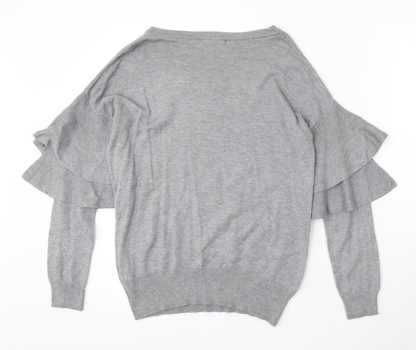 F&F Womens Grey Round Neck Viscose Pullover Jumper Size 8