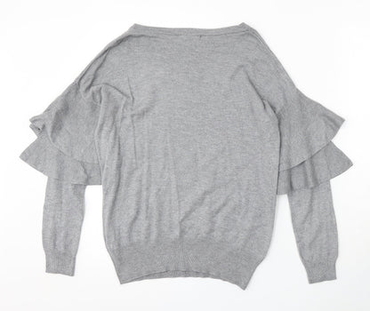 F&F Womens Grey Round Neck Viscose Pullover Jumper Size 8