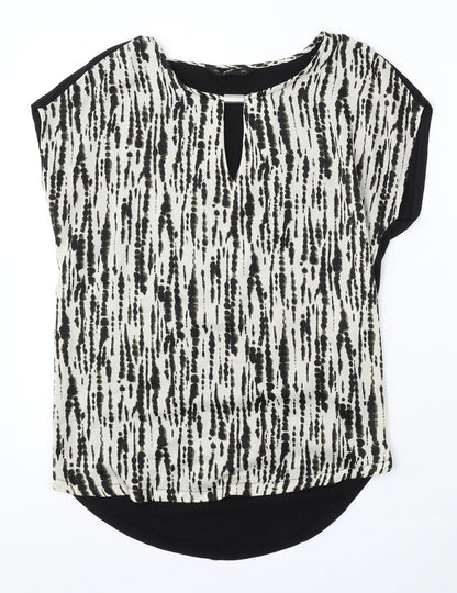 F&F Womens Black Polyester Basic Blouse Size 6 Round Neck