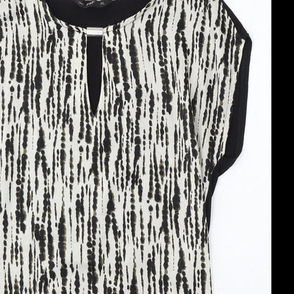 F&F Womens Black Polyester Basic Blouse Size 6 Round Neck