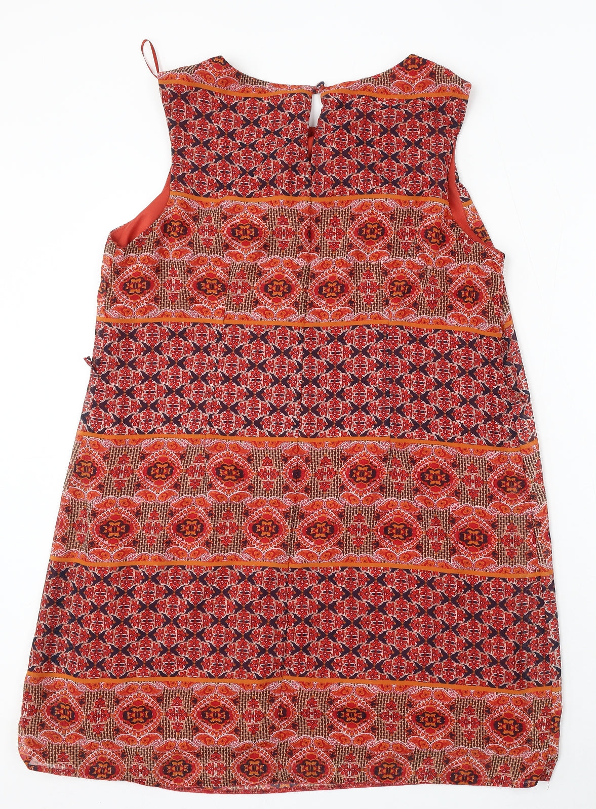 Atmosphere Womens Orange Geometric Viscose Sheath Size 14 Round Neck Button