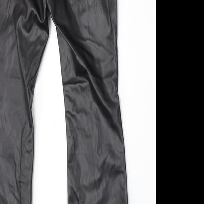 SheIn Womens Black Polyurethane Trousers Size M L31 in Regular Button