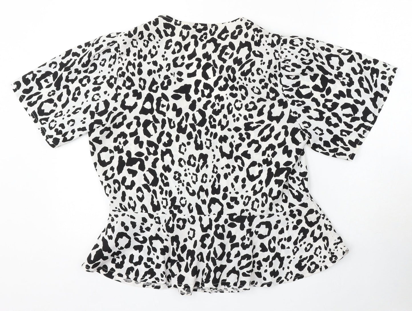 New Look Womens Multicoloured Animal Print Polyester Basic Blouse Size 12 V-Neck - Leopard Print