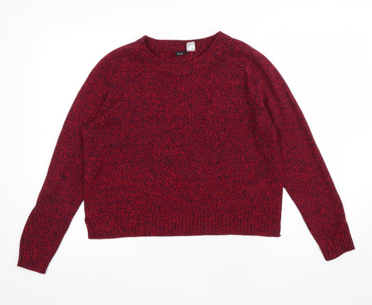 Divided by H&M Womens Red Round Neck Acrylic Pullover Jumper Size M