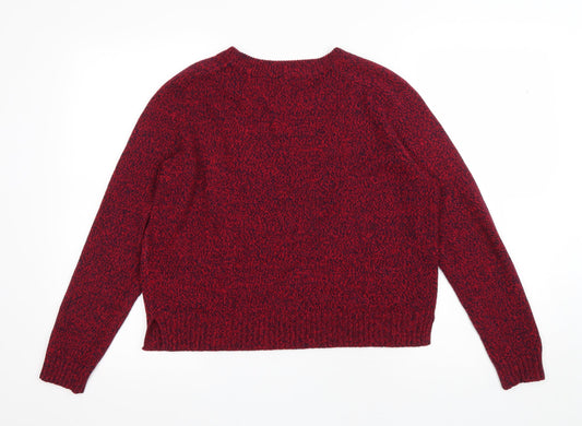 Divided by H&M Womens Red Round Neck Acrylic Pullover Jumper Size M