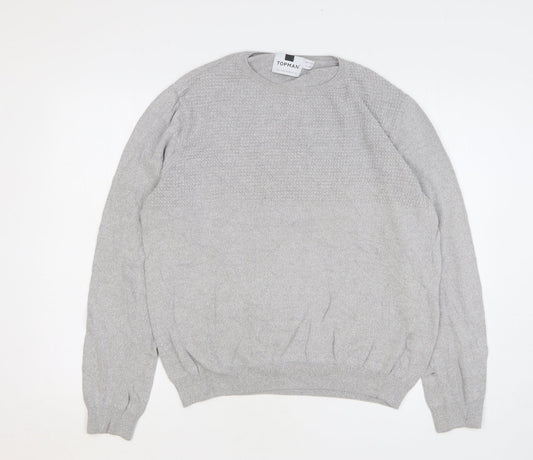 Topman Mens Grey Cotton Pullover Sweatshirt Size L