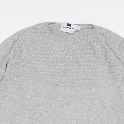 Topman Mens Grey Cotton Pullover Sweatshirt Size L