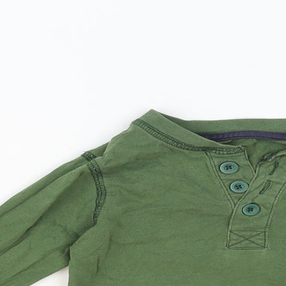 Dunnes Stores Baby Green Cotton Pullover T-Shirt Size 12-18 Months Henley Button