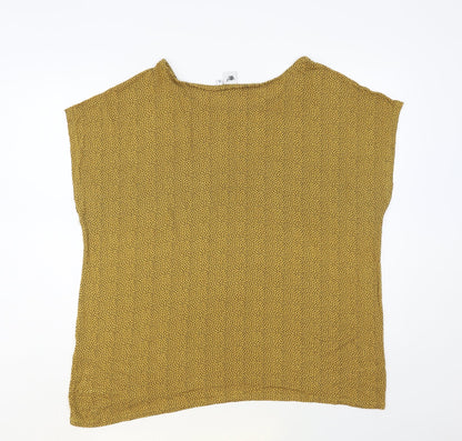 Pola Womens Yellow Polka Dot Viscose Basic T-Shirt Size XL Boat Neck