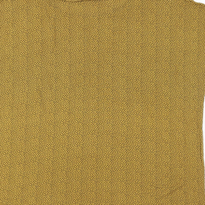 Pola Womens Yellow Polka Dot Viscose Basic T-Shirt Size XL Boat Neck