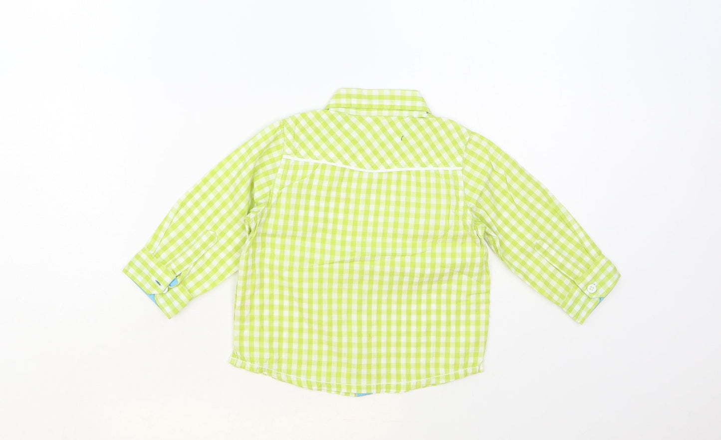Miniclub Baby Green Check Cotton Basic Button-Up Size 12-18 Months Collared Button