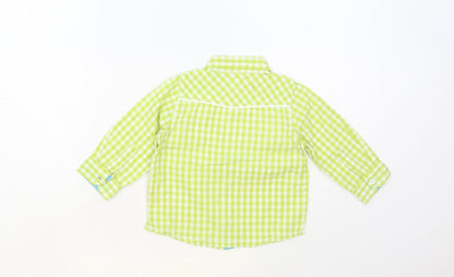 Miniclub Baby Green Check Cotton Basic Button-Up Size 12-18 Months Collared Button
