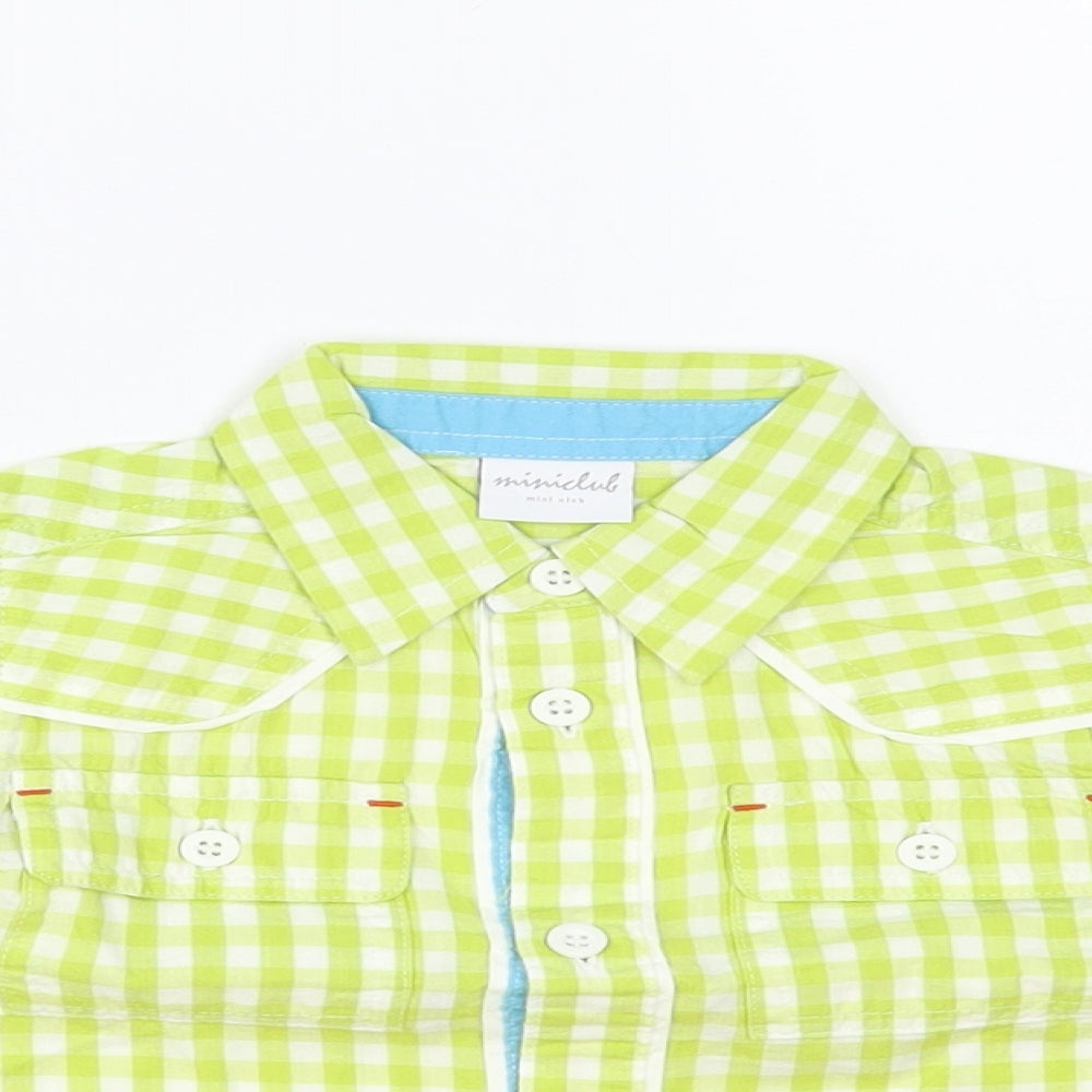 Miniclub Baby Green Check Cotton Basic Button-Up Size 12-18 Months Collared Button
