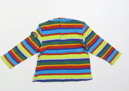 tuc tuc Baby Multicoloured Striped Cotton Pullover T-Shirt Size 18-24 Months Crew Neck Snap