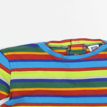 tuc tuc Baby Multicoloured Striped Cotton Pullover T-Shirt Size 18-24 Months Crew Neck Snap