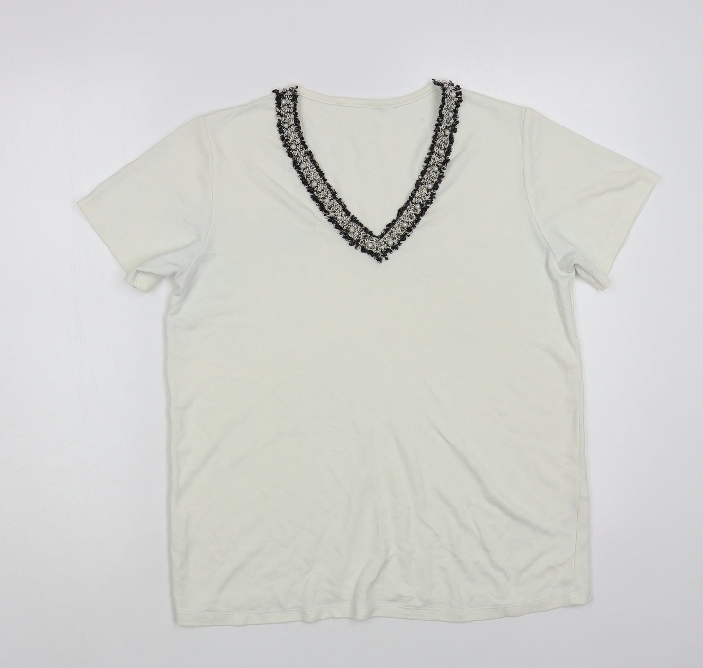 Womens UK Size S Gallery White Basic T-Shirt