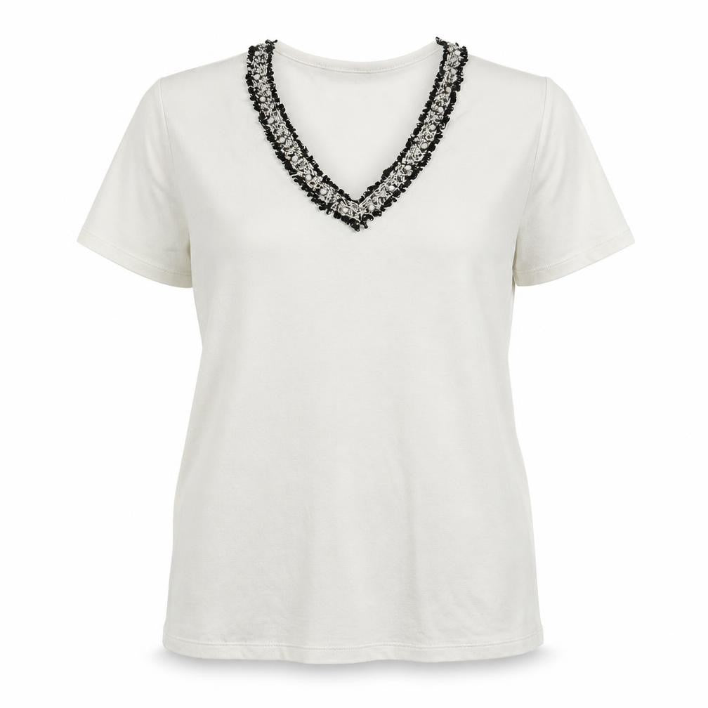 Womens UK Size S Gallery White Basic T-Shirt