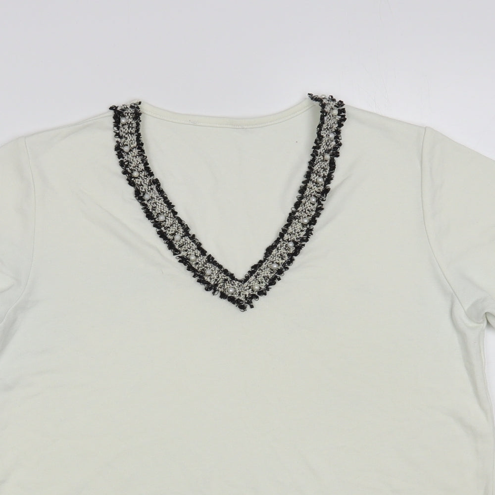 Womens UK Size S Gallery White Basic T-Shirt