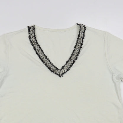 Womens UK Size S Gallery White Basic T-Shirt