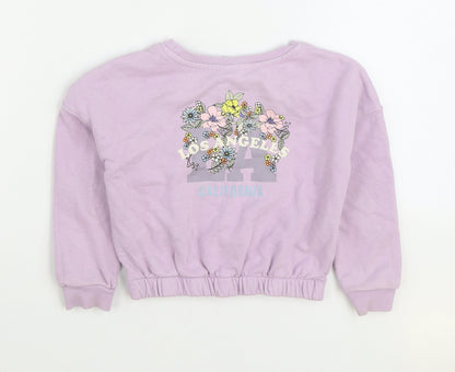 TU Girls Purple Cotton Pullover Sweatshirt Size 5 Years Pullover - Los Angeles