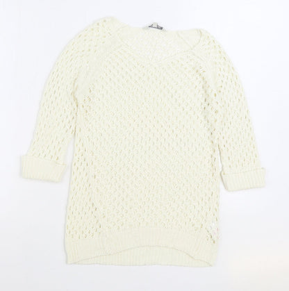 Womens UK Size S Peacocks White Pullover Jumper