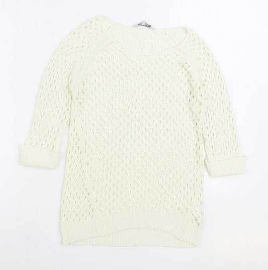 Womens UK Size S Peacocks White Pullover Jumper